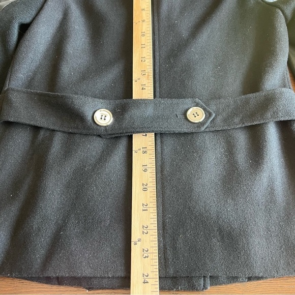 Circus By Sam Edelman Wool Blend Pea Coat Moto Zippers Black Size Small - Picture 14 of 15